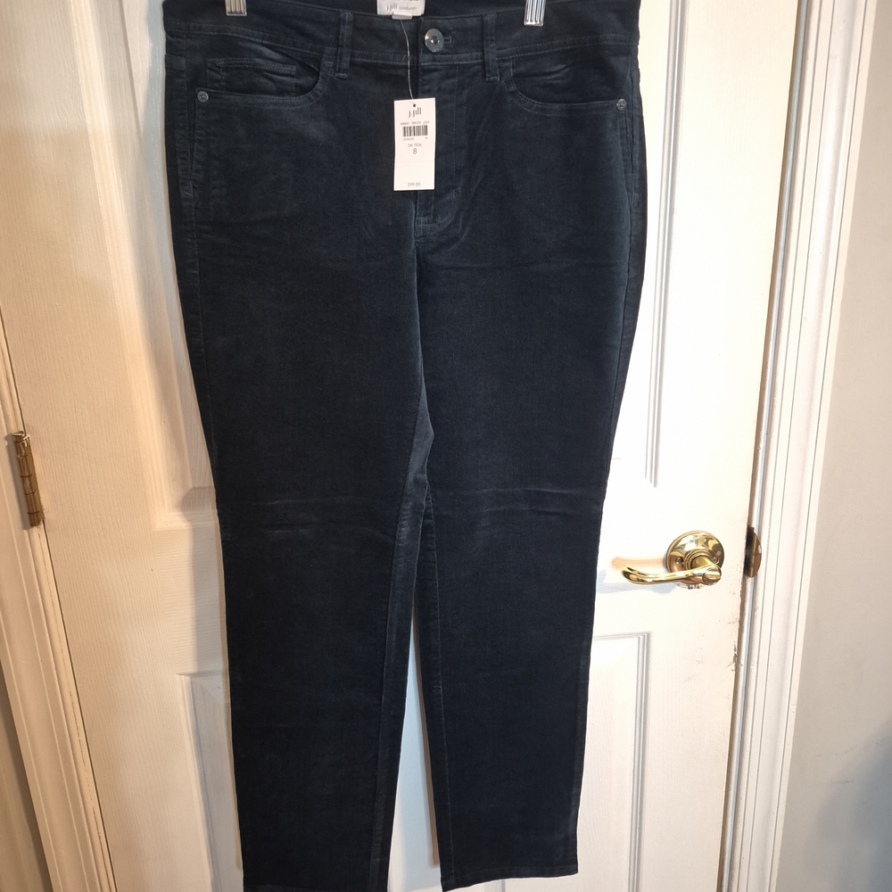 J. Jill Authentic Fit Slim-Leg Corduroy Pants (Teal)